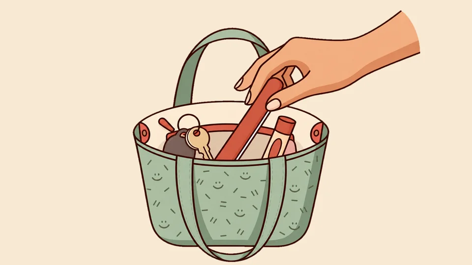 A small bag with a nail file on top, ready to grab