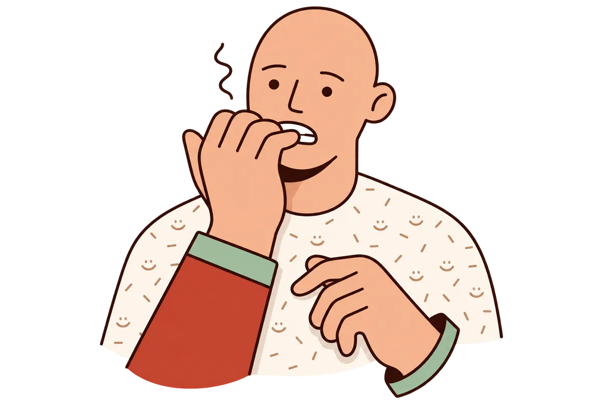 A figure biting their nails