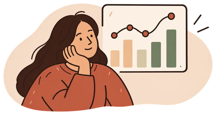 A person looking calmly at a chart of their week
