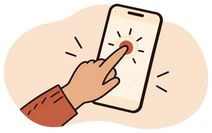A finger tapping a button on a phone screen